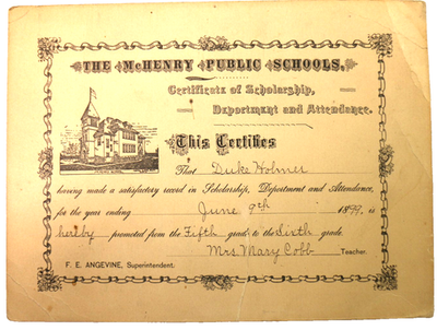 #ad Original 1899 McHenry Public School McHenry Illinois Certificate of Scholarship $16.95