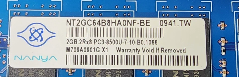 2 Pack Nanya NT2GC64B8HA0NF-BE PC3-8500U-7-10-B0 2GB Memory RAM DDR3-1066Mhz - Image 3 of 3