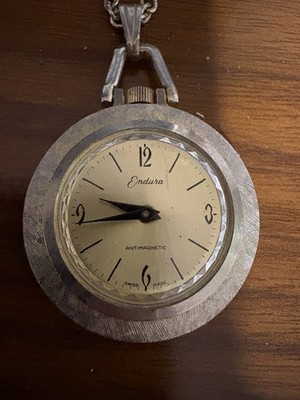 Endura Vintage Mechanical Gold Tone Pendant Watch, Working