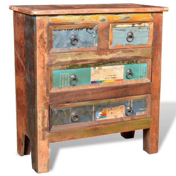Kommode 4 Schubladen Recyceltes Massivholz Anrichte Schrank Sideboard Vidaxl-image