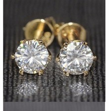 2Ct Round Lab-Created Diamond Womens Stud Earring 14K Yellow Gold Plated