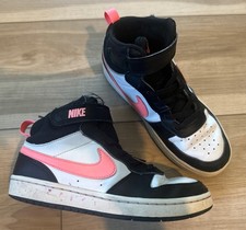 Nike 2Y Shoes Court Borough Mid 2 White Black University Pink Leather High Top