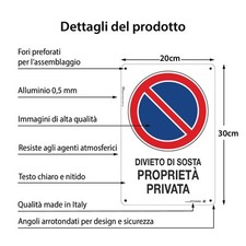 Cartello Proprietà Privata In Alluminio 20x30 Cm | Divieto Di Accesso, Riflettente | Per Esterni - Foto 12