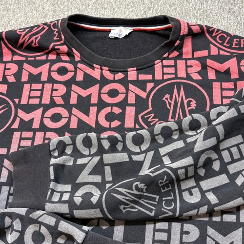 Moncler, Maglione girocollo Moncler vintage uomo stampa logo all over Made in Italy