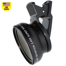2 in 1 Clip on Mobile Phone Camera Lens Kit 0.45X Wide Angle + 10X Macro Lens