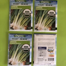 4 packs Evergreen bunching ONION, FERRY-MORSE Organic Garden Seeds, NEW for 2025