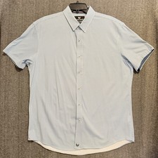 Butter Cloth Men's Short Sleeve Blue Pinpoint Button Up Size XL Regular Fit