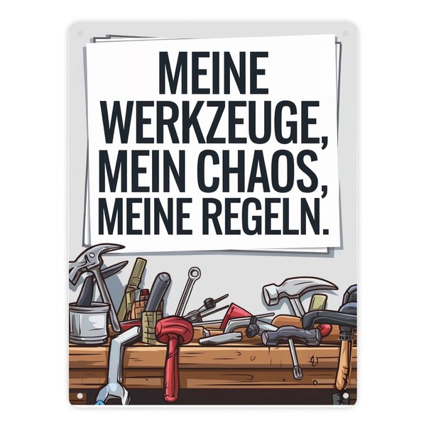 Meine Werkzeuge, Mein Chaos Metallschild XXL In 28X38 Cm FüR Werkstatt-image