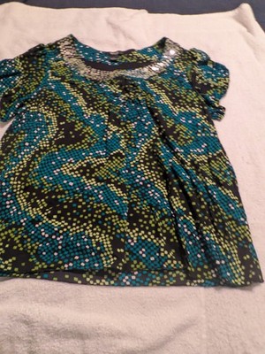Style&co. Women s 1X Plus Multicolor Geometric Sequin Knit Scoop Neck Top