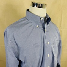 Brooks Brothers 346 Mens Dress Shirt 17.5 34/35 Slim Fit Non-Iron Blue Check