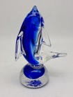 Murano Like Dolphin Figurine Art Glass Cobalt Blue Clear Fish Coastal Nautical — photo 3