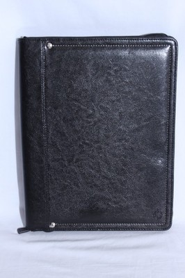 Franklin Covey ~Notepad Folio Blk. Faux Leather Business Organizer 12.5''x10'' Zip
