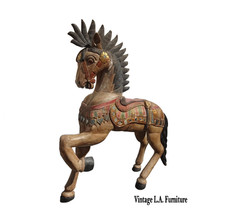 Life Size 69" Tall Rare Antique Wood Carousel Galloping Horse
