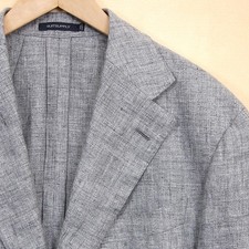 44R Suitsupply Linen Blazer Men Custom Gray Angelico Fabric Dual Vent Sport Coat