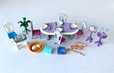 PLAYMOBIL BANQUET DINING TABLE PLATES GLASSES CHAIRS MUSIC STAND VIOLIN GUITAR