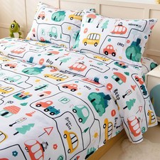 Full Size Sheet Set for Kids Boys, 4-Piece Bed Sheet Set for Teens Boys Girls...