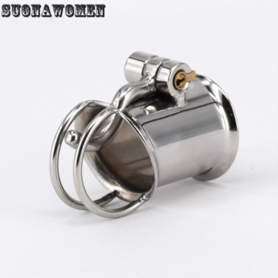 Stainless Steel PA Puncture Chastity Device Men Cage Piercing Lock Chastity Belt