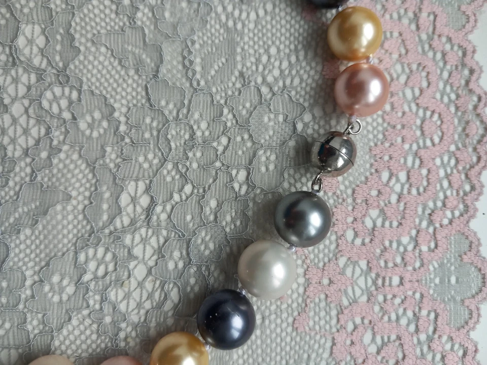 Perlenkette,multicolor, Muschelkern,45cm, TOO! - Bild 3 von 3