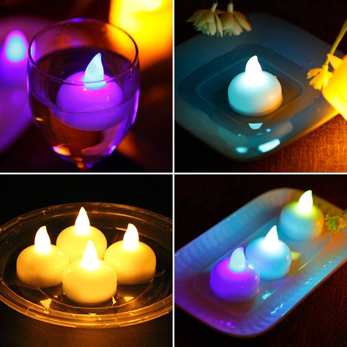 Waterproof LED Floating Tealights Flameless Candle Lamp Wedding Party