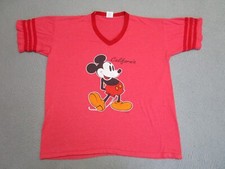 VINTAGE Disney Shirt Men XL ringer 80s Mickey 3 stripes California Single Stitch