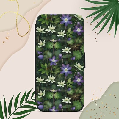 Blumenmuster Frühling Flip Wallet Handy Hülle Cover für iPhone Samsung Pixel
