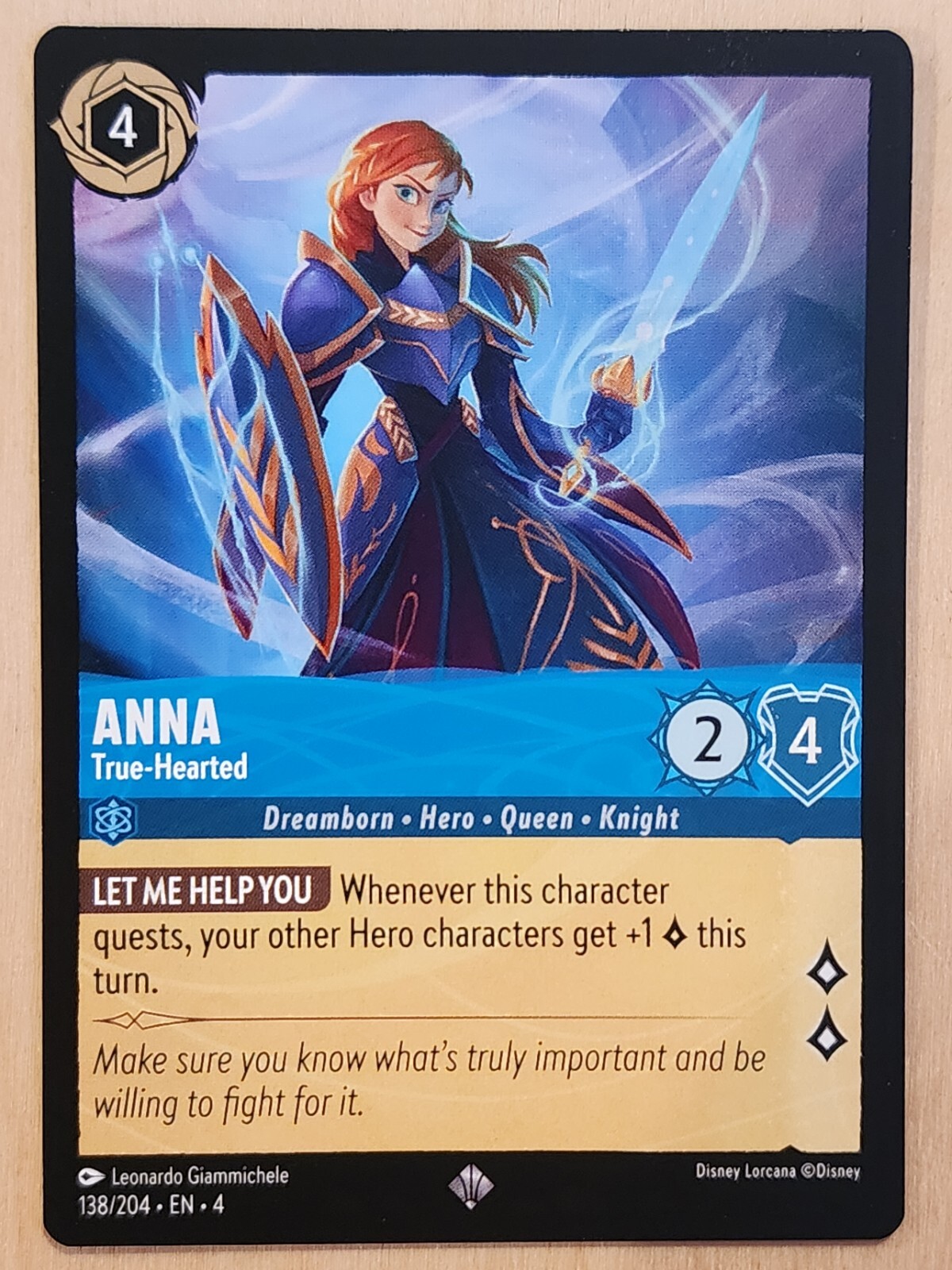 x1 Anna - True-Hearted - 138/204 - Super Rare Lorcana Ursula's Return M/NM