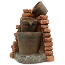 Garden Outdoor Solar Powered Corner Brick Wall Decorative Water Feature Fountain
