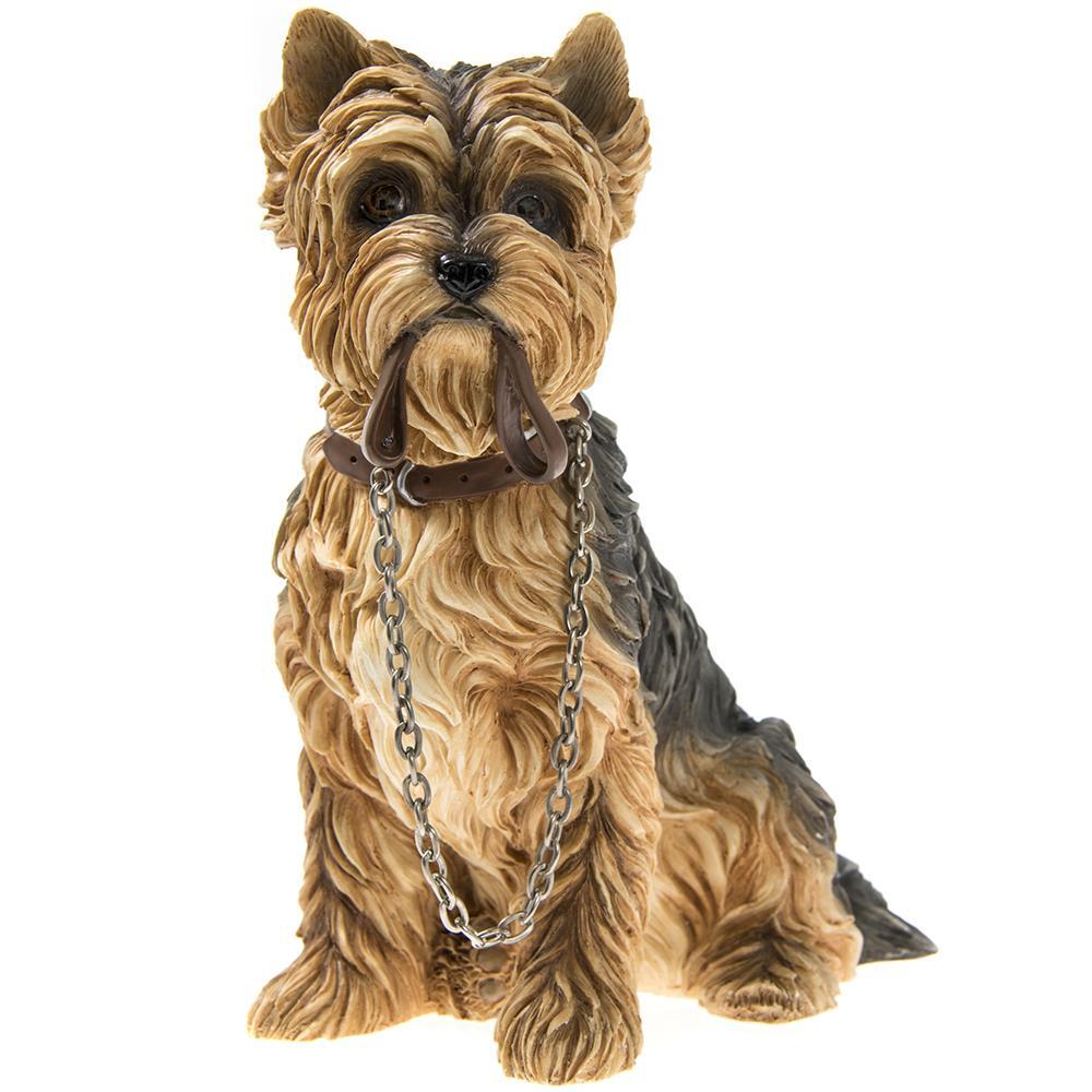 Yorkshire Terrier Dog Ornament Sitting Pet Statue Figure Yorkie
