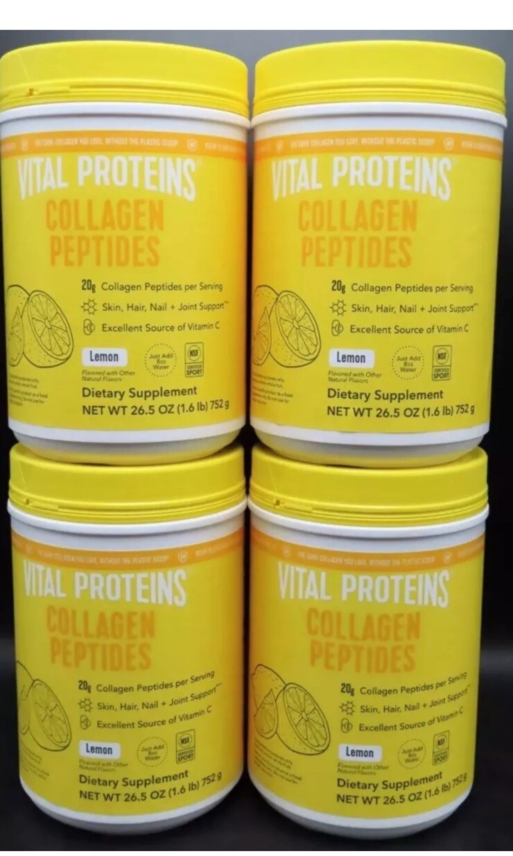4 PACKVital Proteins Collagen Peptides, Lemon Flavor, 26.5 Oz Each, EX: 4/25