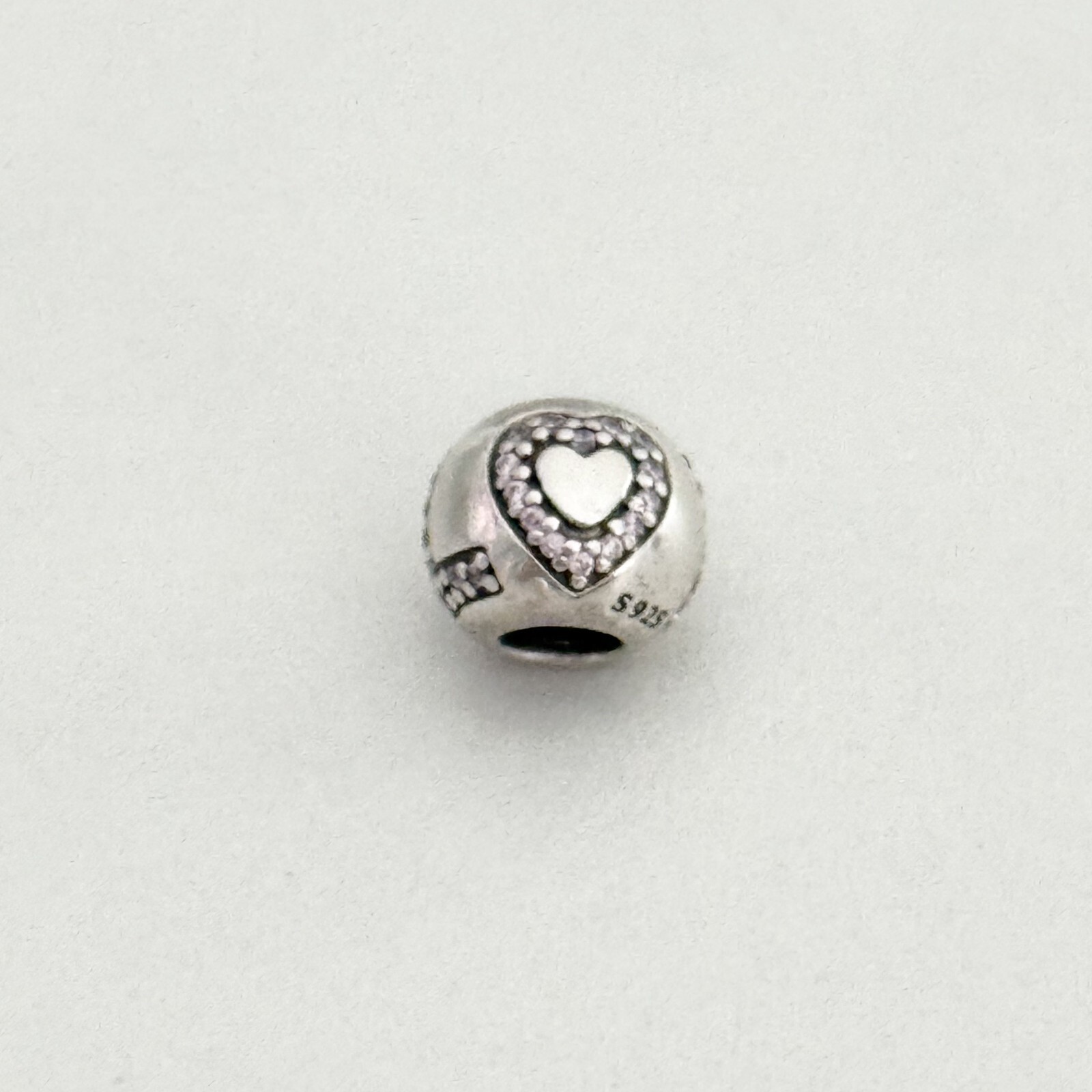 Pandora 925 Sterling Silver Pink CZ Surrounded By Love Retired Bead Charm