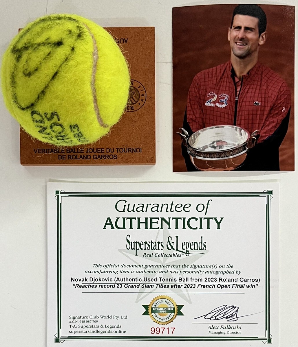 NOVAK DJOKOVIC Signed Used Tennis Ball 2023 Roland Garros