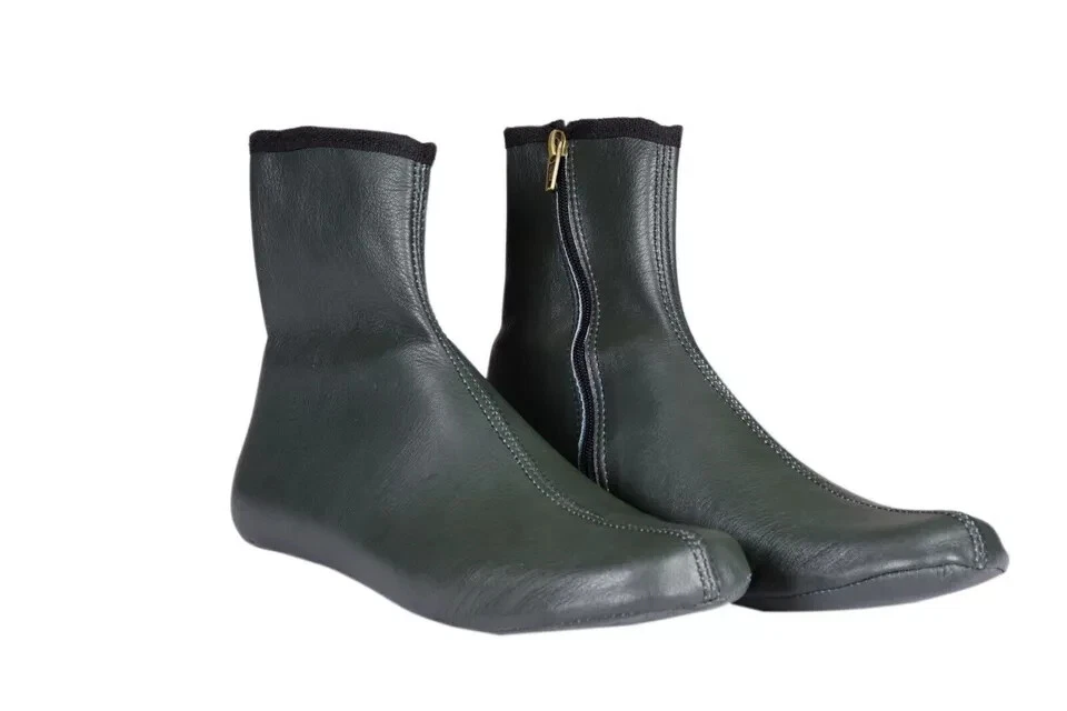 Black Azad Leather Wudu Masa winter Socks Footwear Ankle Khuff Comfortable Sock.