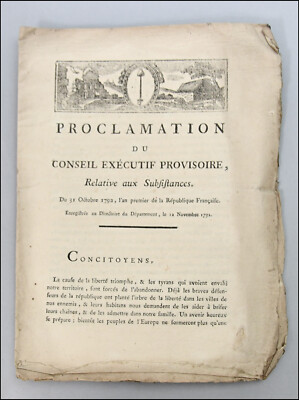 PROKLAMATION ÜBER DIE SUBSTANZEN - 1792 - REVOLUTION