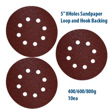 5" 8 Hole 400 600 800 Grit Sand Disc Random Orbit Sandpaper Hook & Loop Sander 