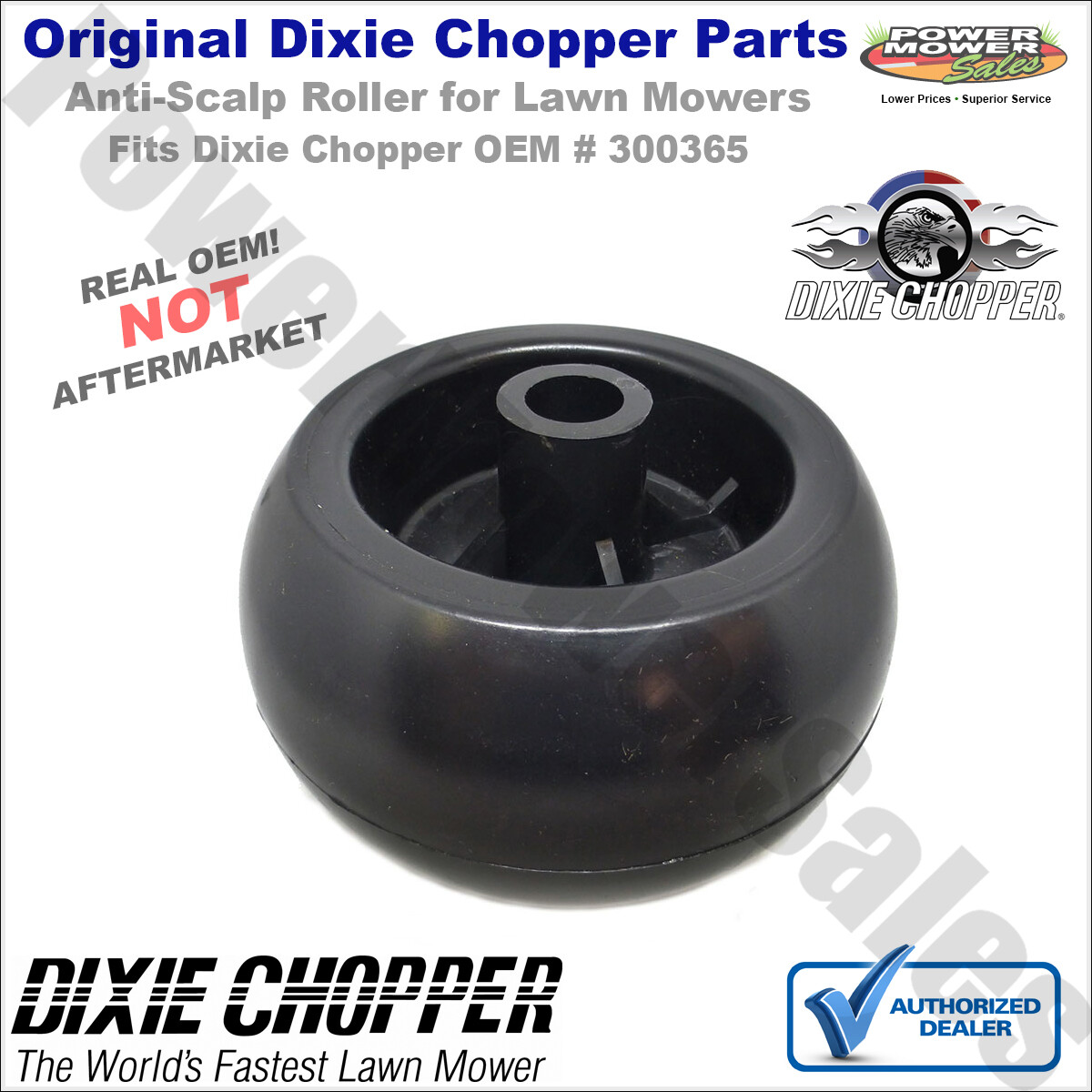 Dixie Chopper 5 x 5.75 - 5/8 ID Anti Scalp Deck Roller 300365 for