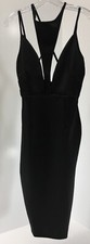 Boohoo Womens Strappy Front Plunge Neck Midi Dress Black US:6/UK:10 NWT #