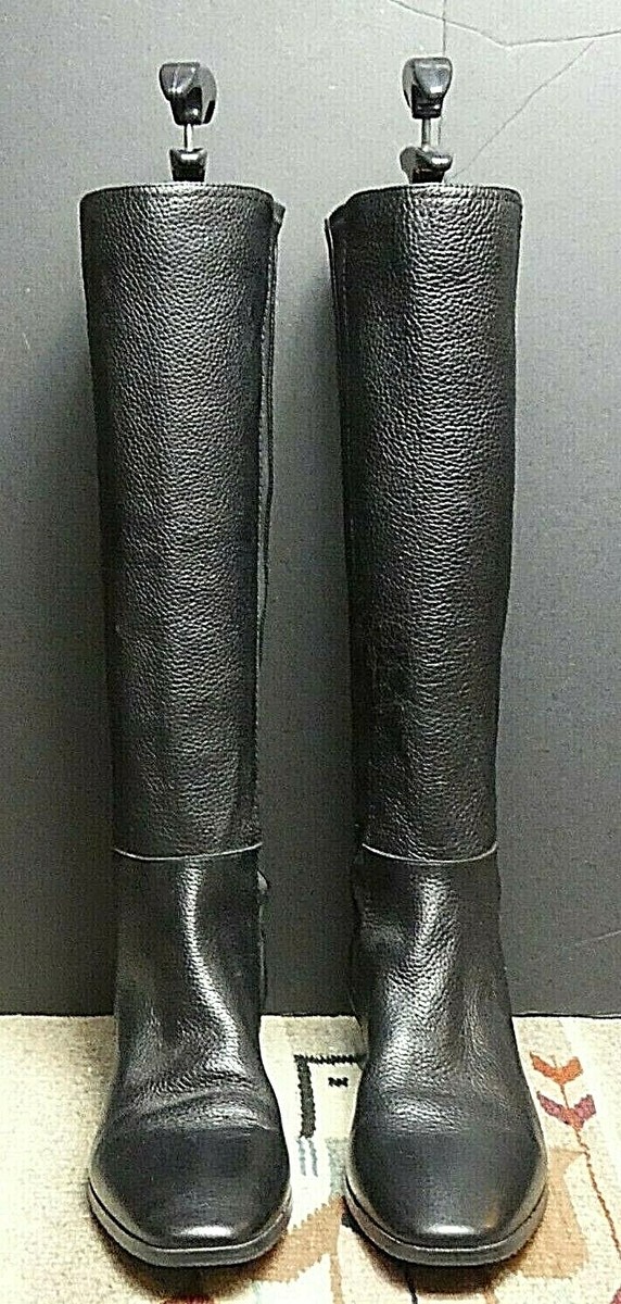 Women's ELLEN TRACY Blaine Black Pebbled Leather Field Boot Sz