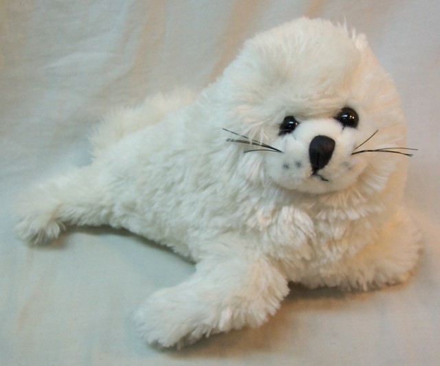 The Petting Zoo CUTE SOFT WHITE SEAL 8" Plush STUFFED ANIMAL Toy eBay
