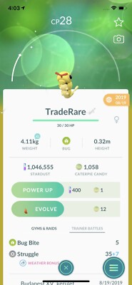 Shiny Caterpie Registered Pokemon Go | eBay Shiny Caterpie Registered Pokemon Go | eBay