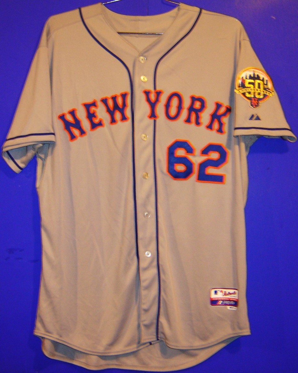 NEW YORK METS SULLIVAN AUTHENTIC #62 GRAY JERSEY with 50th