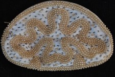 Vintage Beaded Gold/Ivory Leaf Design Evening Bag/Purse With Zipper Close