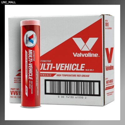 Valvoline VV615 Multi-Vehicle High Temperature Red Grease 14oz tubes, 10 Pack
