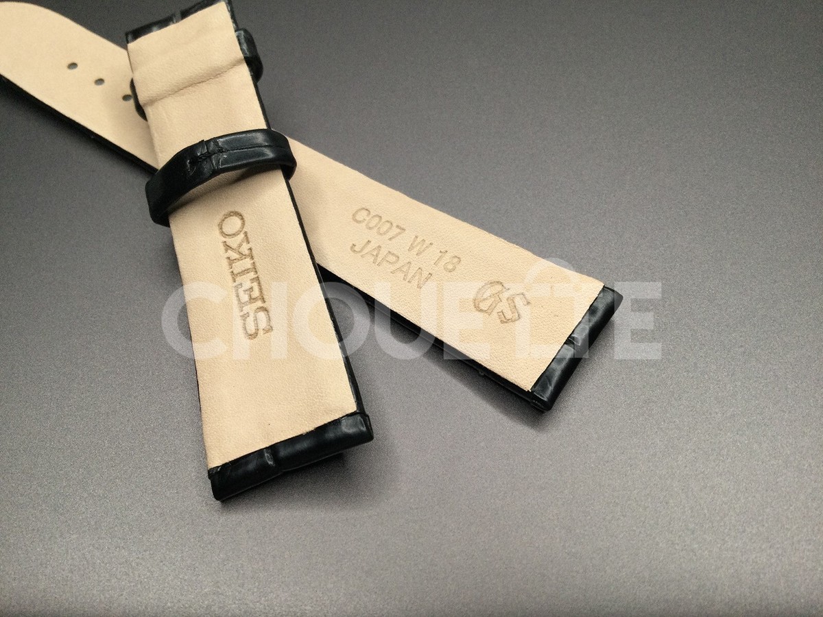 OEM Grand Seiko SBGW033 / 9S64-00B0 18mm Black Crocodile Leather
