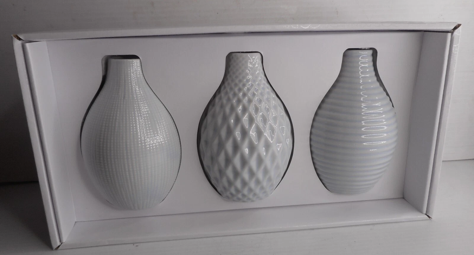 ELLE DECOR CERAMIC VASES SET OF 3 FOR DRY DECORATIVE USE ONLY NEW WITH TAG