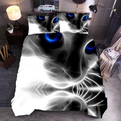 YISUMEI Bettwäsche 2er Set - Laufende Katzen Design 135x200cm Mikrofaser