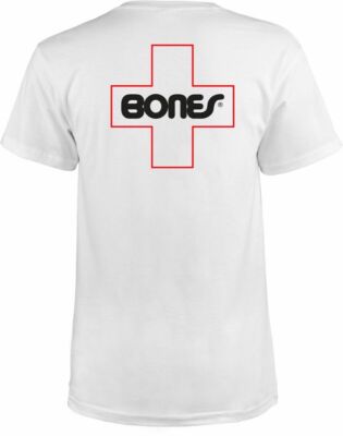 Powell Peralta BONES SWISS OUTLINE POCKET Skateboard T Shirt WHITE