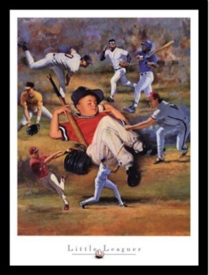 FRAMED Little Leaguer by Clemente Micarelli 22x28 Art Print Poster Sports Lit...
