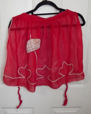 Vintage 1950s Red Organdy Half Apron Lace Umbrella B52