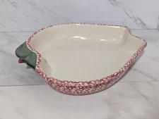 Vintage Ceramic Red & Cream Apple Shaped Open Baker Dish