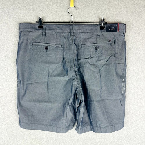 Pantaloncini Tommy Hilfiger uomo taglia 40W grigi cachi tasche frontali piatte elasticizzati nuovi con etichette - Foto 6 di 9